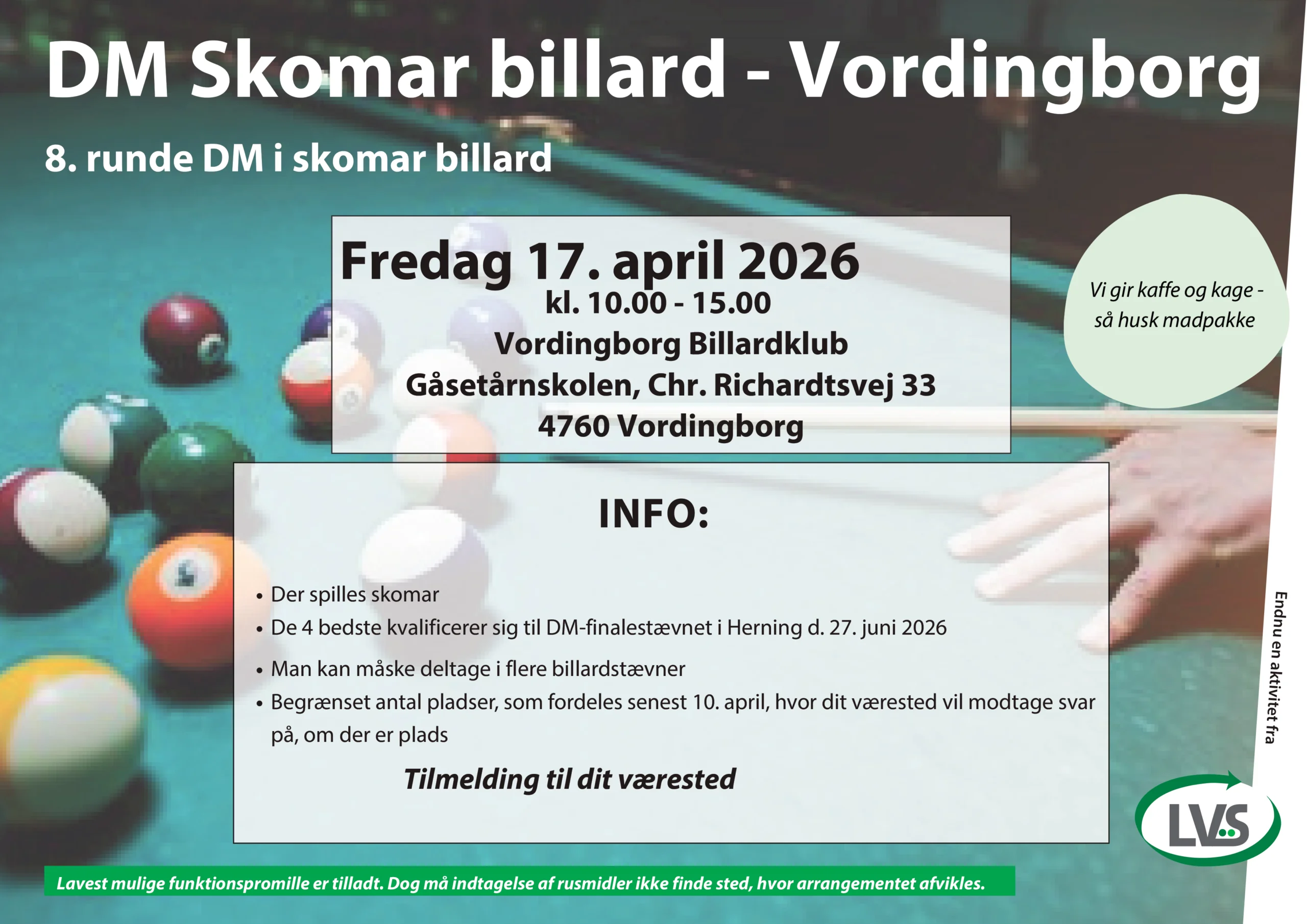 Skomar billard 8. runde Vordingborg 2026